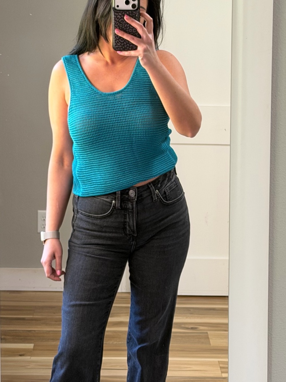 House of Harlow 1960 Teal Knit Scoop Tank